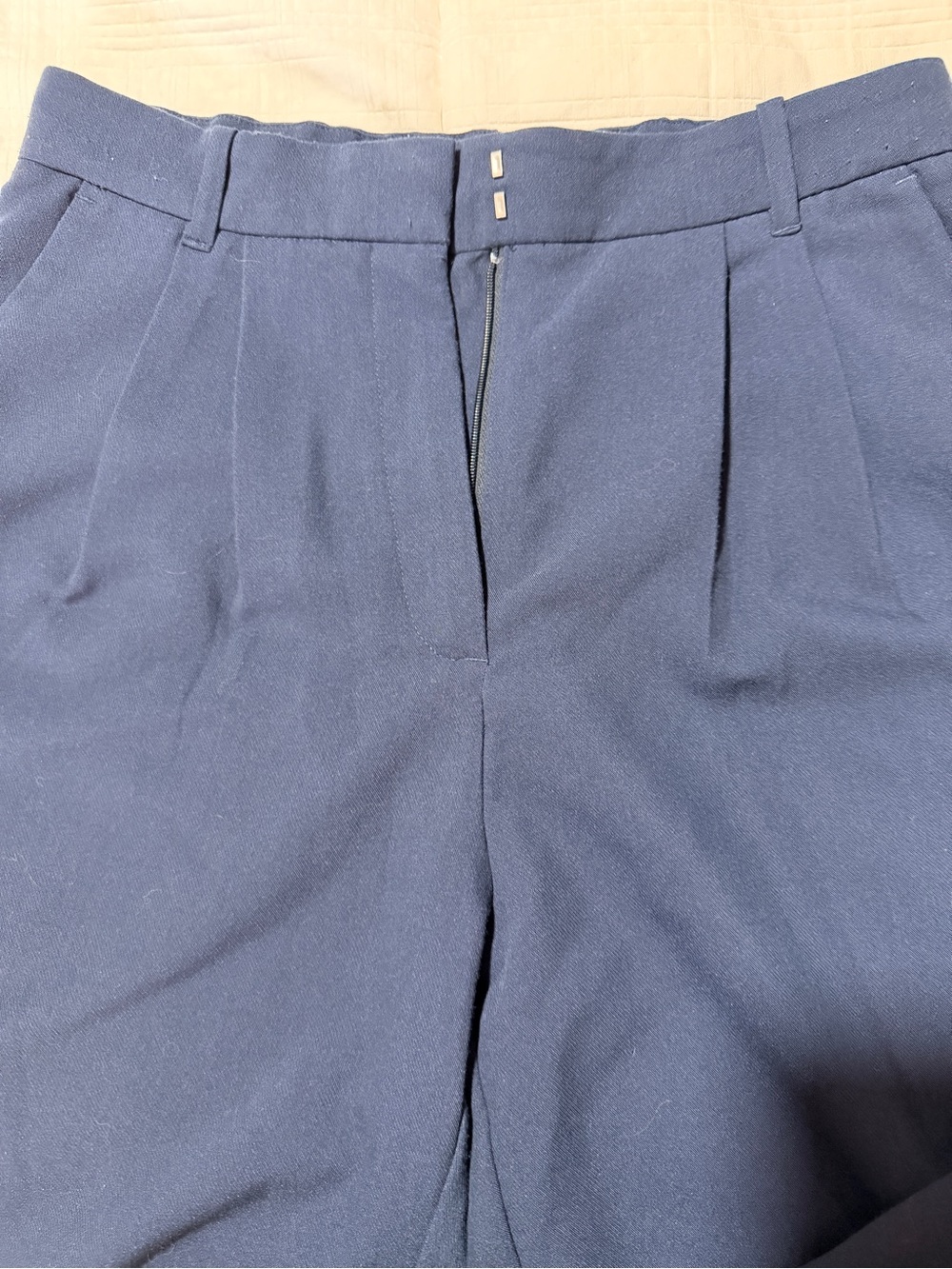 Abercrombie & Fitch Navy Pleated High-Waist Shorts